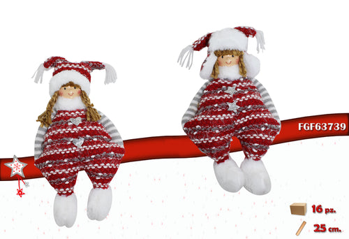 Bambolina Tessuto Seduta "Mani in tasca" 25cm.