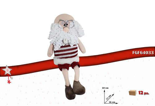 Babbo Natale in Tessuto Color Rosso Rigato
