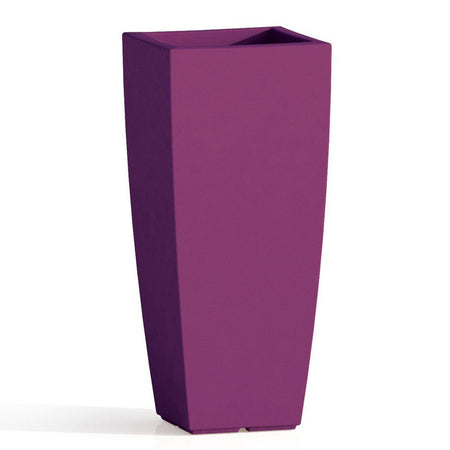 Vaso Cromia Square quadrato e alto tinta unita in resina "Made in Italy"