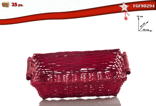 Cesto Rettangolare Vimini Rosso