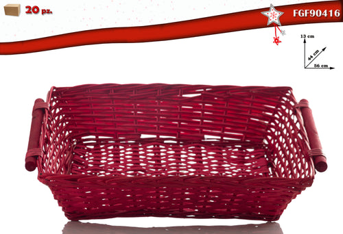 Cesto Rettangolare in Vimini Colore Rosso