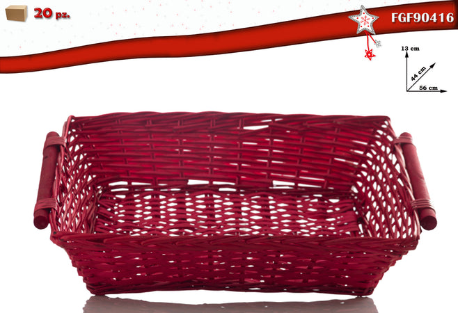 Cesto Rettangolare in Vimini Colore Rosso