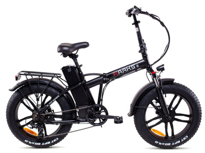 Raaks by f.lli schiano (bic950) folding fat e-bike (nero) - bicicletta elettrica - ruote 20x4 - motore 250w - batteria 36v 10.5ah - cambio shimano 7 rapporti - telaio in acciaio - cerchi in lega - display lcd - freni a disco - autonomia fino ad 45km - RA