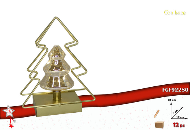 Albero Metallo con Luce Colore Oro