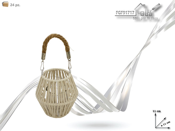 Portacandela In Cotone Bianco Altezza 11cm