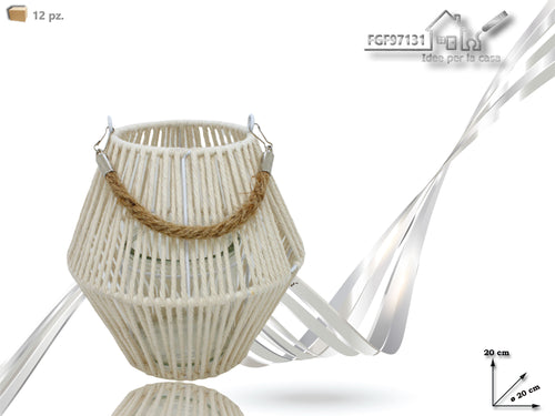 Portacandela in Cotone Bianco Altezza 20cm