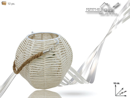 Portacandela in Cotone Bianco Altezza 16cm