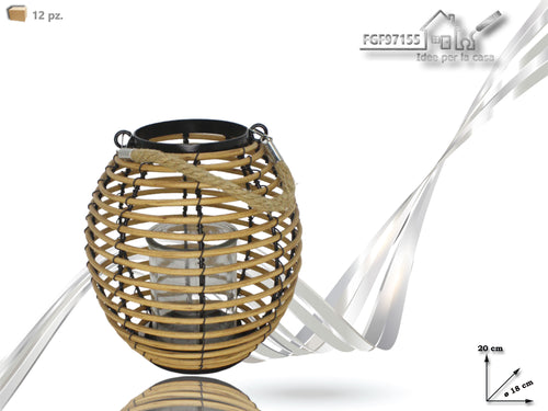 Portacandela in Rattan Colore Naturale