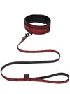 Sweet Anticipation - Collare e Guinzaglio PVC Nero Rosso Similpelle