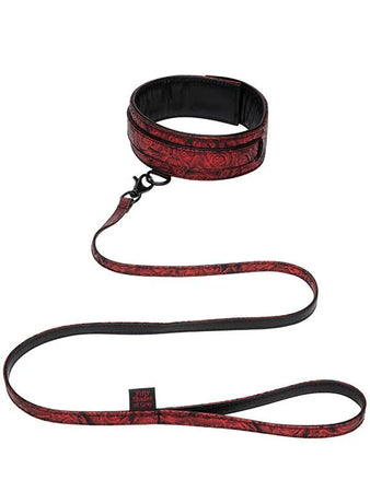 Sweet Anticipation - Collare e Guinzaglio PVC Nero Rosso Similpelle