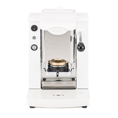 Faber slot inox - macchina per caffe con pressacialda in ottone - telaio in metallo bianco e frontale in acciaio - FABSIBIABBASOTT