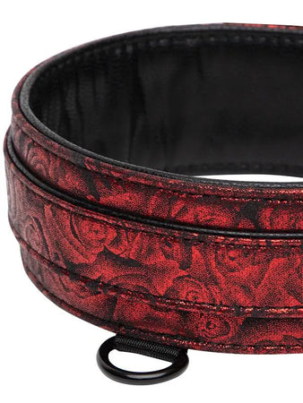 Sweet Anticipation - Collare e Guinzaglio PVC Nero Rosso Similpelle