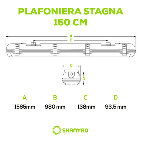 SHANYAO - PLAFONIERA STAGNA MAXIMA 2X150