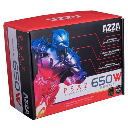 Azza PSAZ-650W[ARGB] alimentatore per computer 20+4 pin ATX ATX Nero (PSAZ-650W[ARGB])