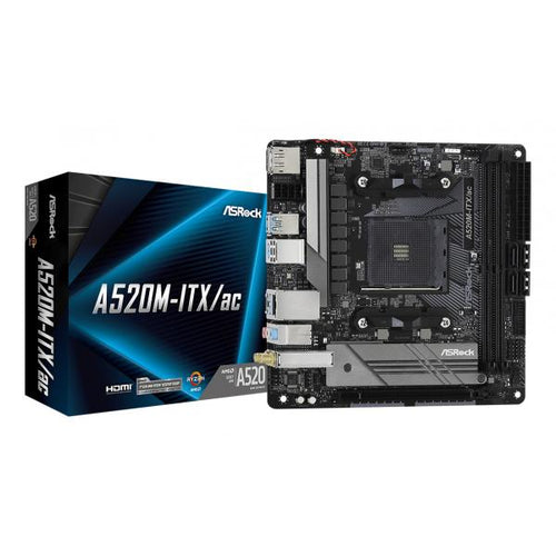 Scheda Madre Asrock A520M-ITX/ac - Supporto Cpu Amd A4 - Supporto Ram 2x DDR4 - Hdmi, DisplayPort - 4x USB 3.1 - GLan, Wifi Wireless - Mini Itx