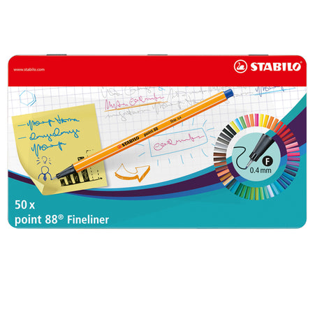 Scatola Metallo 50 Pz. Stabilo Point 88 Colori Assortiti
