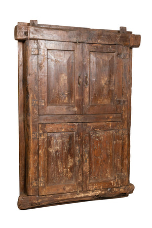 Biscottini Finestra finestrina grata porta in legno massello e in ferro antica e vecchia con telaio da interno o da esterno