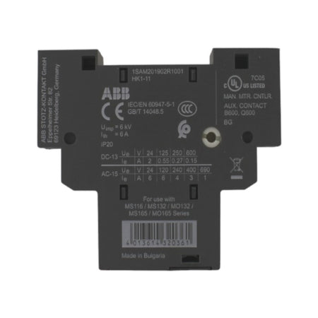 Contatto ausiliario laterale 1NA+1NC per serie MS116 ABB