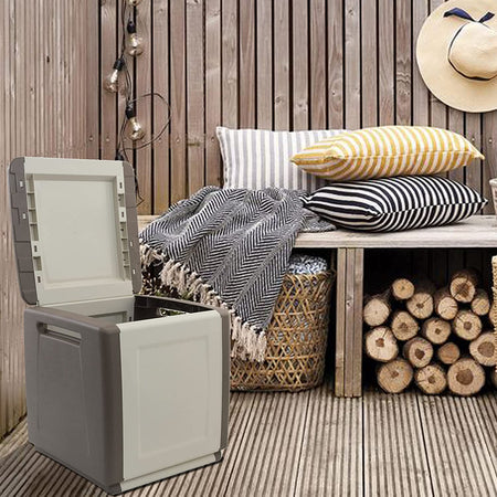 Baule cassapanca multiuso porta cuscini in Resina da esterno con maniglia "Made in Italy"