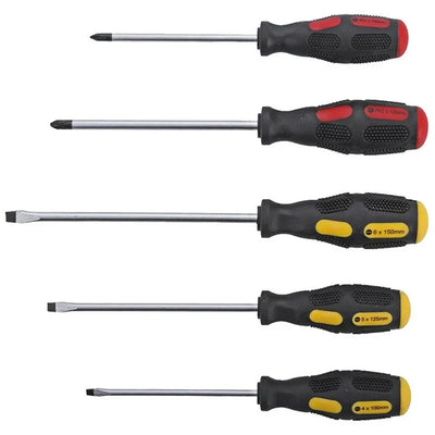 Set di cacciaviti composto da 3 pezzi a taglio e 2 pezzi a croce, con impugnatura antiscivolo