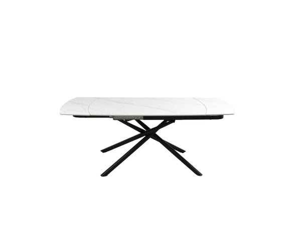 Mobili 2G - Tavolo moderno allungabile piano ceramica effetto marmo bianco 130x80x78