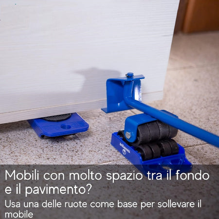 Kit Sposta Mobili con Ruote Sollevatore fino a 1200kg Sposta e Solleva Mobili