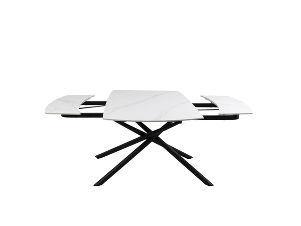 Mobili 2G - Tavolo moderno allungabile piano ceramica effetto marmo bianco 130x80x78