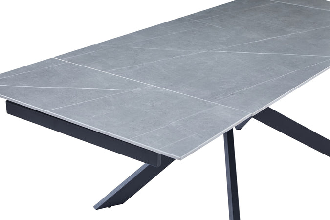 Mobili 2G - Tavolo moderno allungabile piano pietra ardesia grigio chiaro 160x90x78