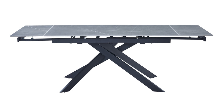 Mobili 2G - Tavolo moderno allungabile piano pietra ardesia grigio chiaro 160x90x78