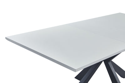 Mobili 2G - Tavolo moderno allungabile piano impiallacciato bianco 160x90x78