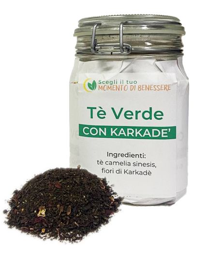 Tè verde con karkadè te nero e bancha camelia sinensis con karkadè dona energia anti stress meno teina 50g