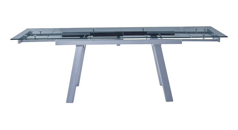 Mobili 2G - Tavolo moderno allungabile piano vetro trasparente 160x90x78