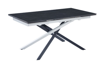 Mobili 2G - Tavolo moderno allungabile piano pietra grigio scuro 160x90x78