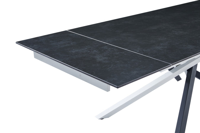 Mobili 2G - Tavolo moderno allungabile piano pietra grigio scuro 160x90x78