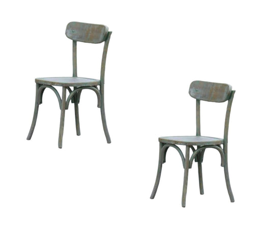MOBILI 2G - Set 2 sedie in legno verde consumato effetto shabby 44X42x86