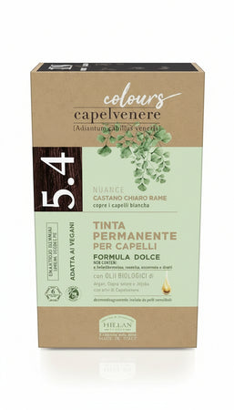 Helan, Capelvenere Colours, Tinta per Capelli Naturale Permanente Formula Dolce 5.4N Castano Chiaro Rame, Colore Capelli Kit Facile Uso Inodore Ottima Copertura, Tinta Capelli senza Ammoniaca e Alcool