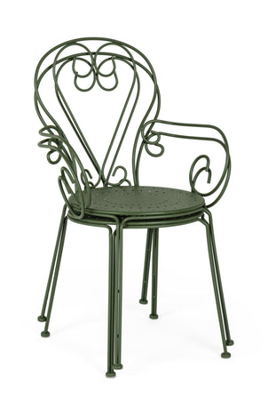 Set "Etienne" Tavolino tondo con poltrone colorate in acciaio verniciato a polvere per giardino e bar finitura opaca