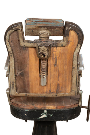 Biscottini Poltrona Barbiere Antica Restaurata Anni 800 Ferro Ghisa Legno 58x110x110