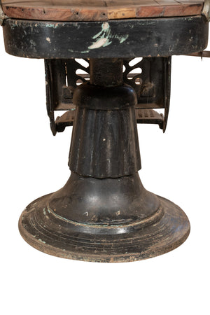 Biscottini Poltrona Barbiere Antica Restaurata Anni 800 Ferro Ghisa Legno 58x110x110