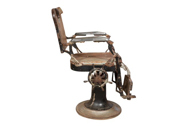 Biscottini Biscottini Poltrona Antica Sedia da Barbiere Restaurata 800 Ferro Ghisa