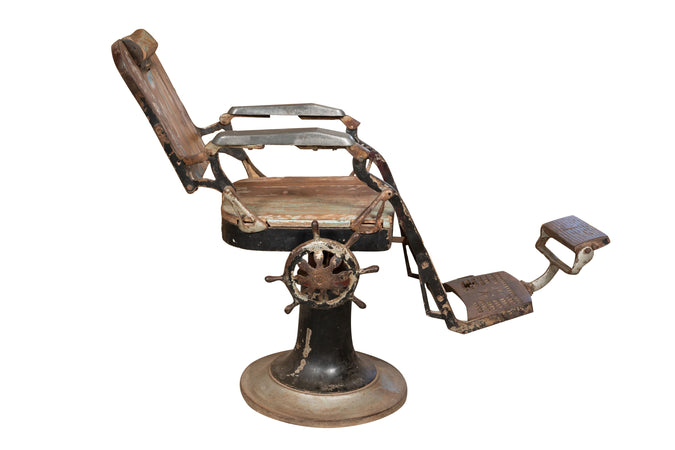 Biscottini Biscottini Poltrona Antica Sedia da Barbiere Restaurata 800 Ferro Ghisa