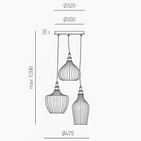 Lampadario classico Gea Luce CLEOFE S3 E27 LED vetro ambra lampada sospensione
