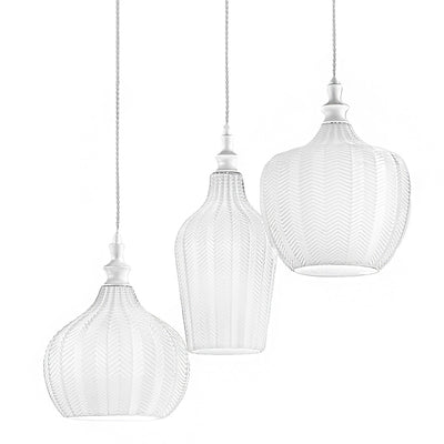 Lampadario moderno Gea Luce CLEOFE S3 E27 LED vetro bianco lampada sospensione