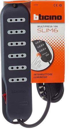 BTICINO - SLIM6-PR.6X2P+T 10A 1,5M INT. GRIGIO