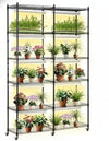 VEVOR Plant Stand with Grow Light, 6 Tiers, 200W Indoor Grow Light Shelf, Full Spectrum Lights, Metal Plant Rack with Timer, Grow Rack for Garden Plants