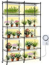 VEVOR Plant Stand with Grow Light, 6 Tiers, 200W Indoor Grow Light Shelf, Full Spectrum Lights, Metal Plant Rack with Timer, Grow Rack for Garden Plants