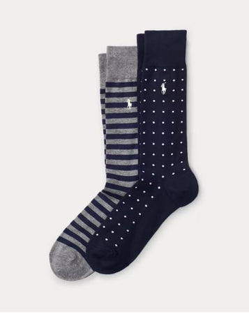 Calze ! Ralph Lauren - Set Due Paia Calze: Invernali-Righe e Pois - Stile Inconfondibile