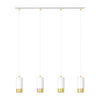 Lampadario 4 Luci Fumiko Con Cilindri In Acciaio Bianco E Oro