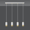 Lampadario 4 Luci Fumiko Con Cilindri In Acciaio Bianco E Oro