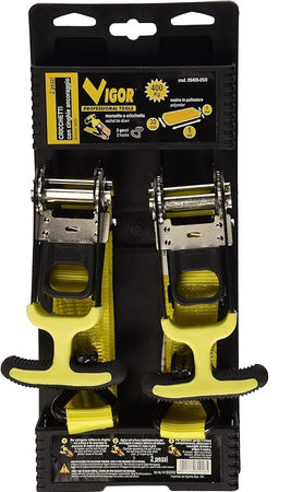 VIGOR - SET 2 CINGHIA PER ANCORAGGIO CON CRICCHETTO 32MM x 5 MT